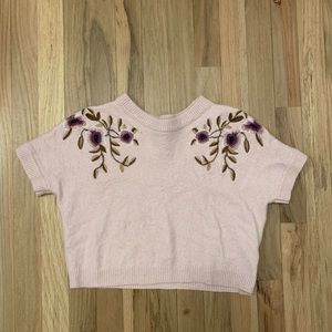 Massimo Dutti Crop Knit Short Sleeve Sweater